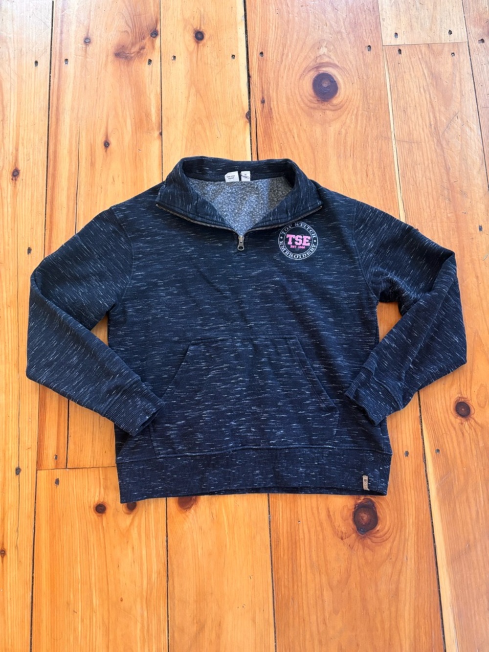 tentree Black Quarter Zip Pullover Size M Organic Cotton Blend